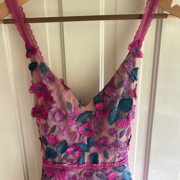 Marchesa Notte Pink Embroidered Floral Dress - Picture 3 of 7